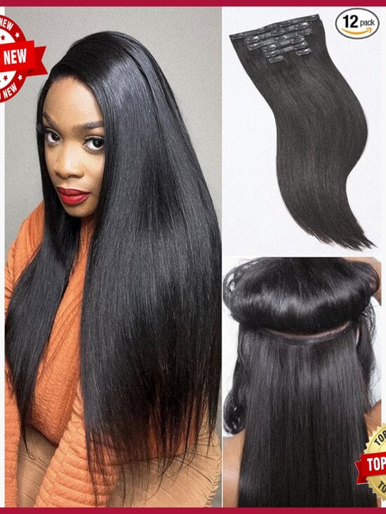 18 Inch Clip In Human Hair Extensions 2 Pack 220g Straight Seamless main image 5